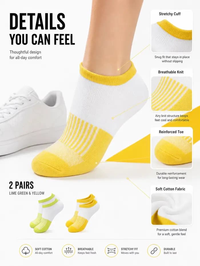 1/4/6 paires de chaussettes pour femmes, couleur unie, respirantes, en coton, rembourrées, coupe basse, pour le sport, la course, antidérapantes, évacuant l'humidité