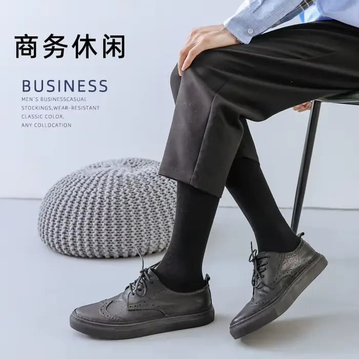 Chaussettes longues pour hommes automne printemps couleur unie décontracté affaires