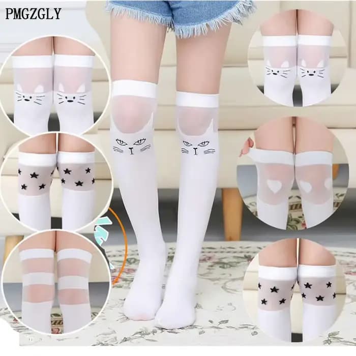 2 à 12 T blanc école filles chaussettes coton genou haute longues