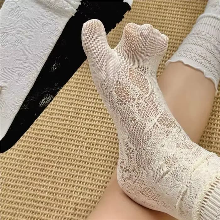 Nouvelles chaussettes Tabi noires en jacquard pour femmes
