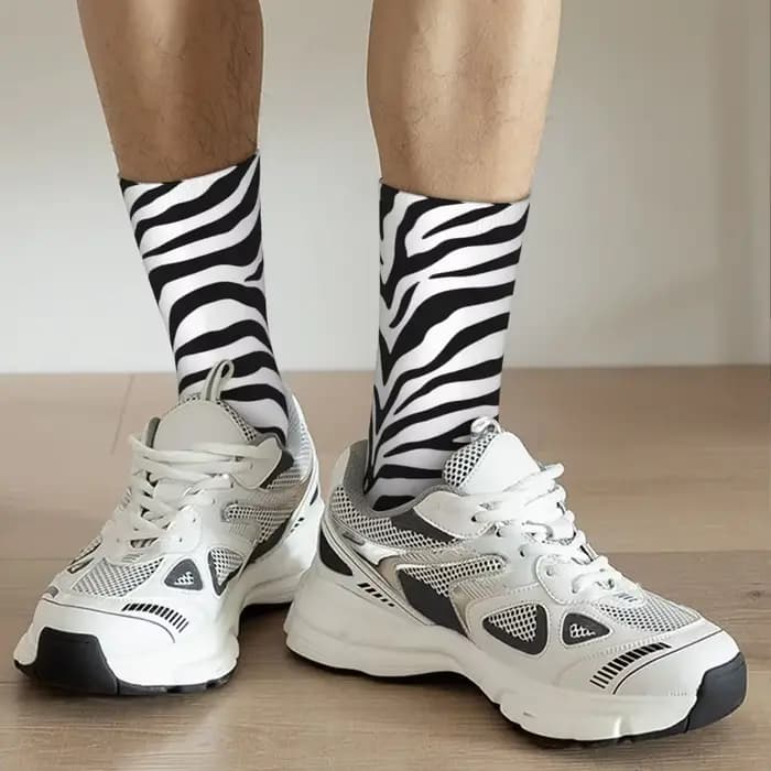 Chaussettes longues à imprimé zèbre Harajuku toutes saisons