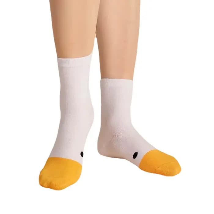 Femmes chaussettes coton mignon Kawaii dessin animé canard imprimé Style japonais Calcetines Mujer Hip Hop drôle blanc Harajuku filles cadeau Sox