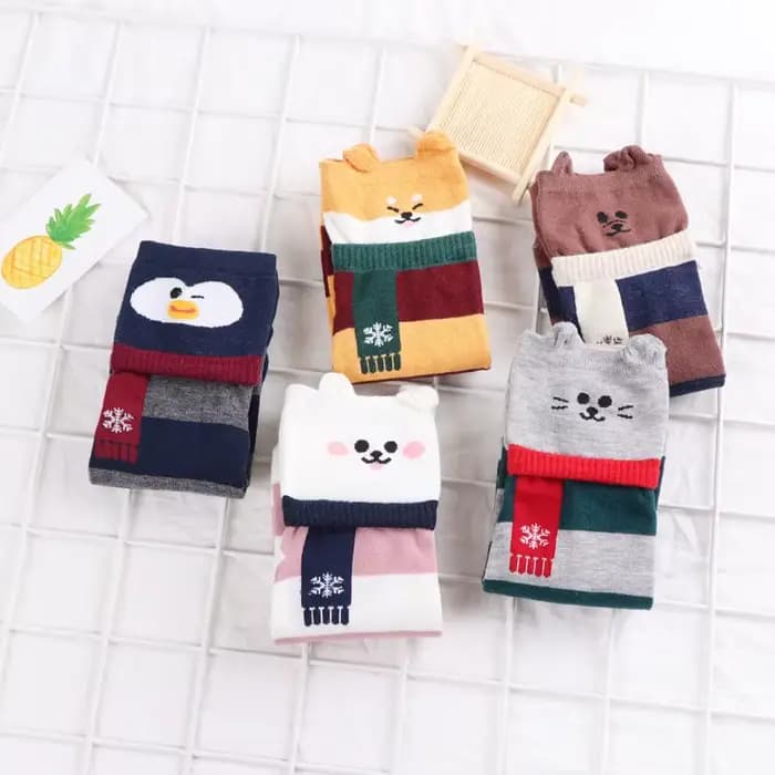 Chaussettes coréennes pour femmes, motif Animal de dessin animé Kawaii, en coton de haute qualité, mignonnes, amusantes, confortables, polyvalentes, pour filles, cadeau, vente en gros