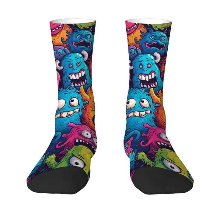 Chaussettes pour hommes à thème monstre style graffiti