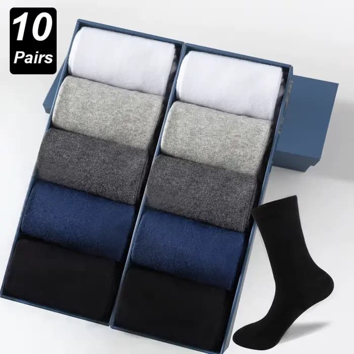 Chaussettes en coton peigné pour hommes, noir, décontracté, affaires respirant, haute qualité homme chaussette nouveau pour homme, grande taille EU38-48 10 paires/lot