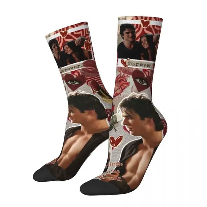 Chaussettes imprimées de la série télévisée Damon The Vampire Diaries pour hommes et femmes