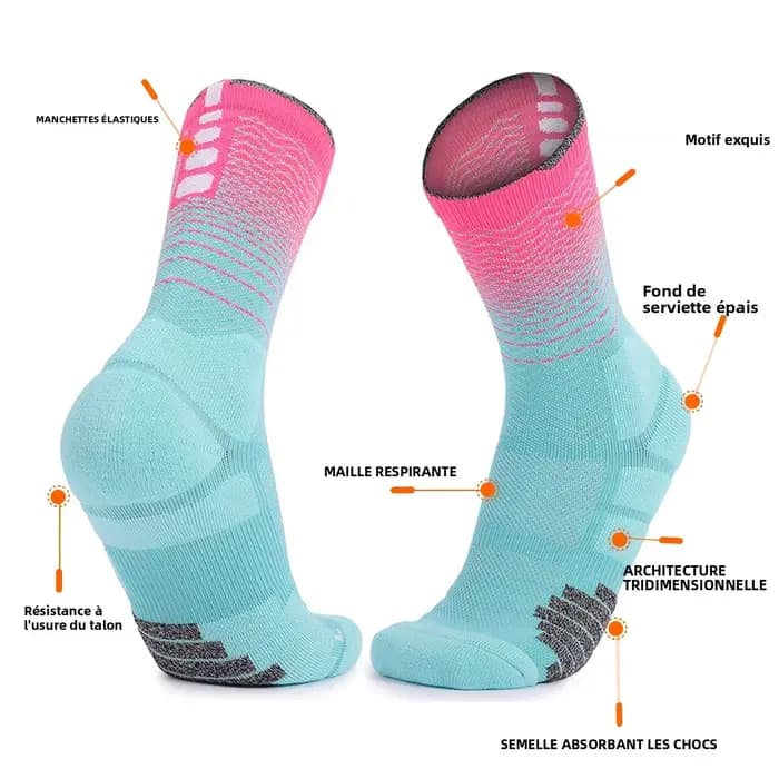 WRELS chaussettes coussin athlétique évacuant l'humidité