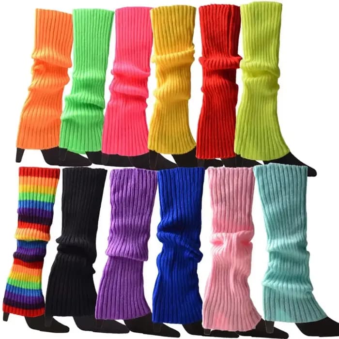 Jambières en tricot de couleur néon pour femmes des années 80