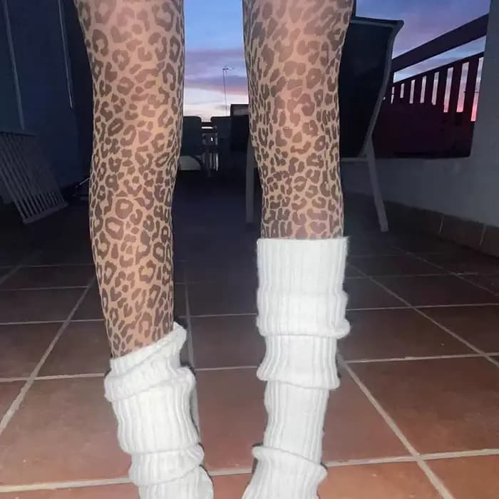 Europe et amérique imprimé léopard noir femmes collants en soie été mince transparent