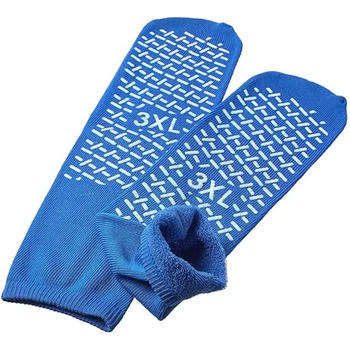 NON SKID Chaussettes d'hôpital pour hommes avec poignées, chaussettes antidérapantes pour hommes et femmes, chaussettes diabétiques pour hommes, chaussettes extra larges pour gonfler