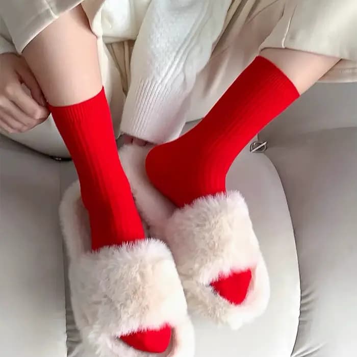 Chaussettes rouges en coton pour hommes et femmes