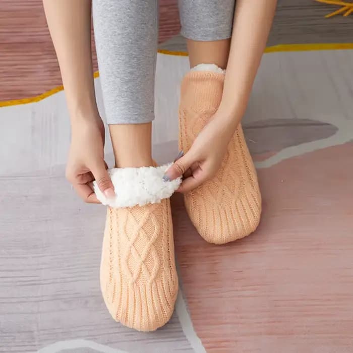 1 paire de chaussettes de sommeil épaisses et chaudes en velours