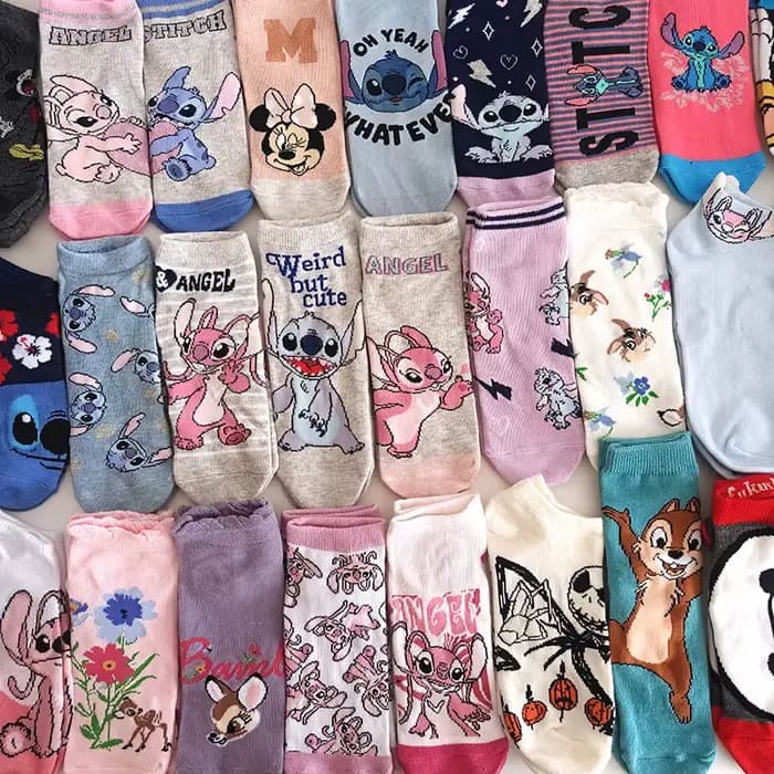 15 paires de chaussettes courtes à thème Disney pour femmes