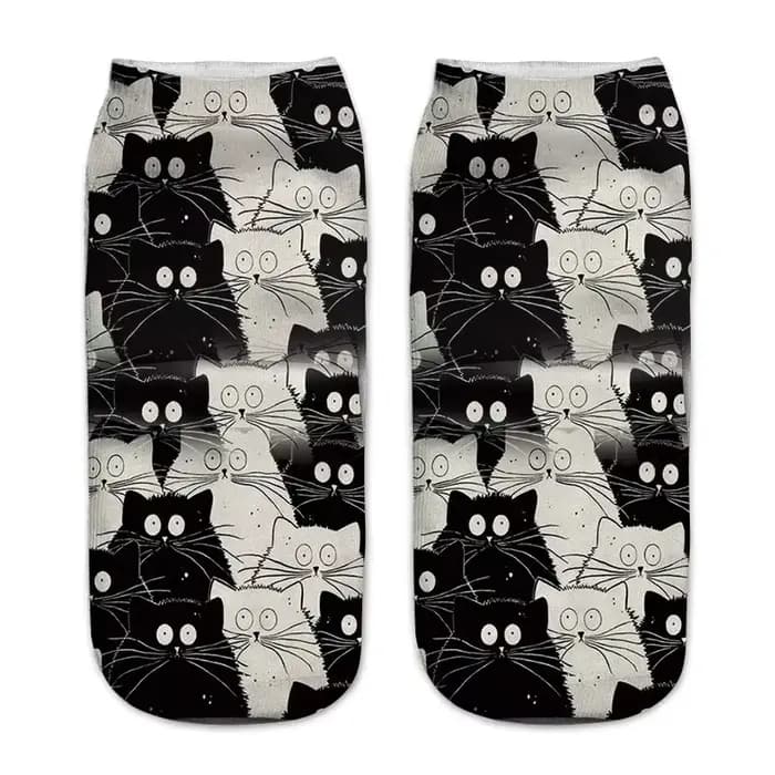 Chaussettes chat drôle femme mignon Kawaii 3D imprimé dessin animé chaton unisexe créatif
