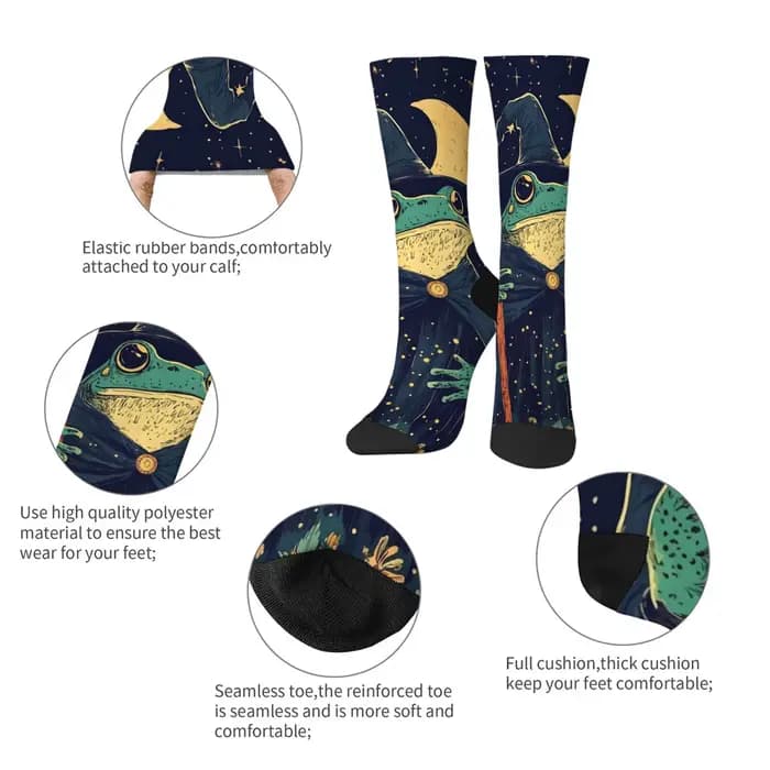 Conte de fées grenouille magicien chaussettes nouveauté drôle heureux hommes