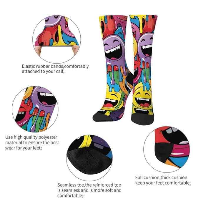 Chaussettes pour hommes avec Graffiti souriant heureux