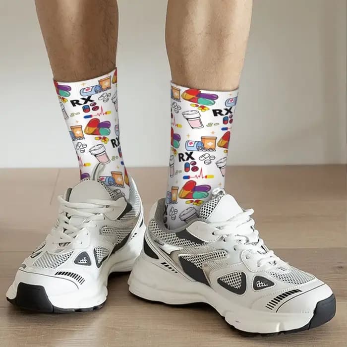 Chaussettes RX à motifs de pilules de pharmacie
