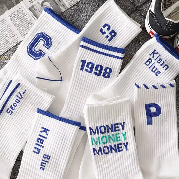 Klein-Chaussettes à lettres en coton bleu pour hommes et femmes