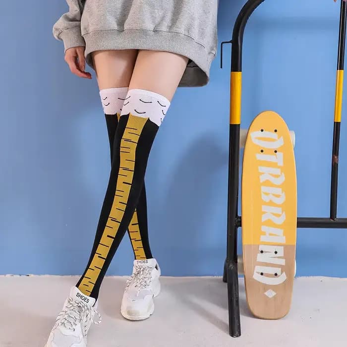 1/2 paires de chaussettes longues à tube inspirées des pieds de poulet adorables et humoristiques avec une personnalité unique pour les personnes handicapées à la mode