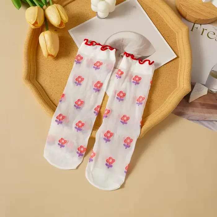 1/6 Paris femmes fruits dentelle cristal bas maille verre soie chaussettes courtes