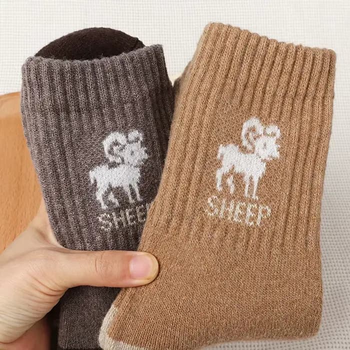 5 paires de chaussettes épaisses en laine à motif de mouton pour hommes