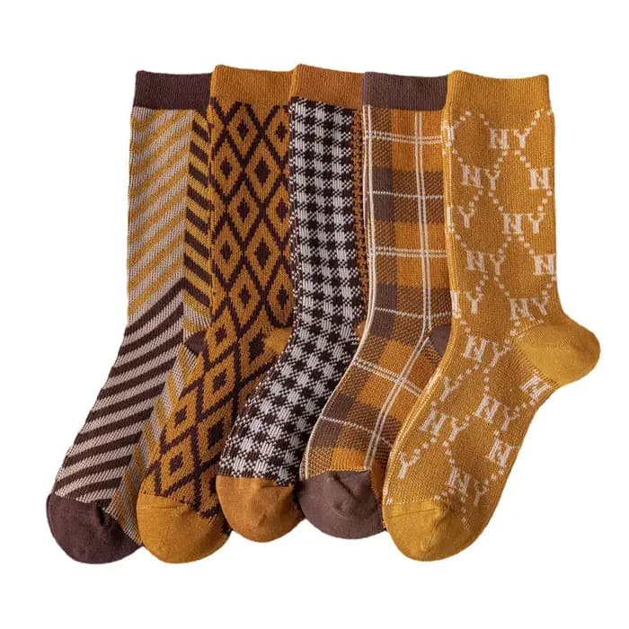 Chaussettes pour femmes automne hiver Plaid léopard rayure Style littéraire moyen Tube chaussettes confortables doux chaud Pile chaussettes cadeaux pour femmes