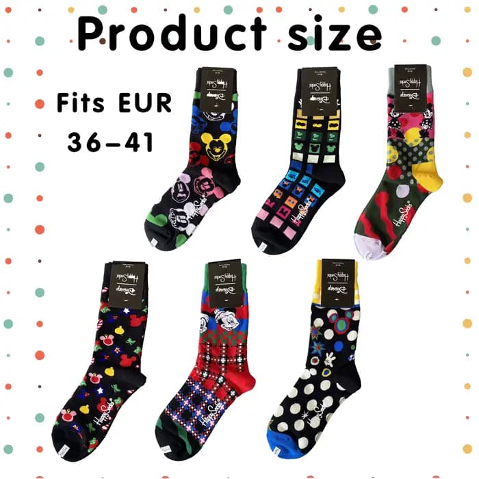 Chaussettes décontractées Mickey Mouse, chaussettes mi-mollet imprimées avec motif Mickey de dessin animé mignon, chaussettes fantaisie amusantes en coton coloré