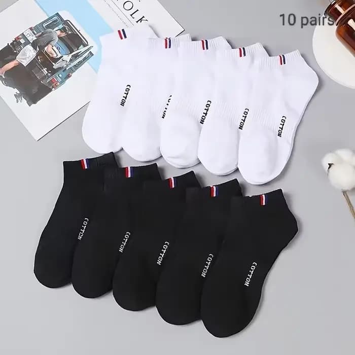 5/10 paires de chaussettes de cheville simples à doublure solide pour hommes