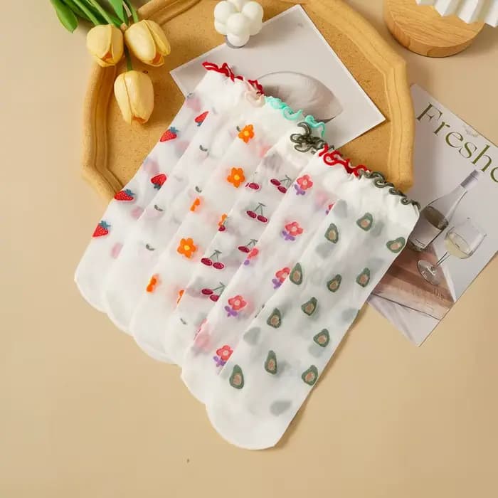 1/6 Paris femmes fruits dentelle cristal bas maille verre soie chaussettes courtes