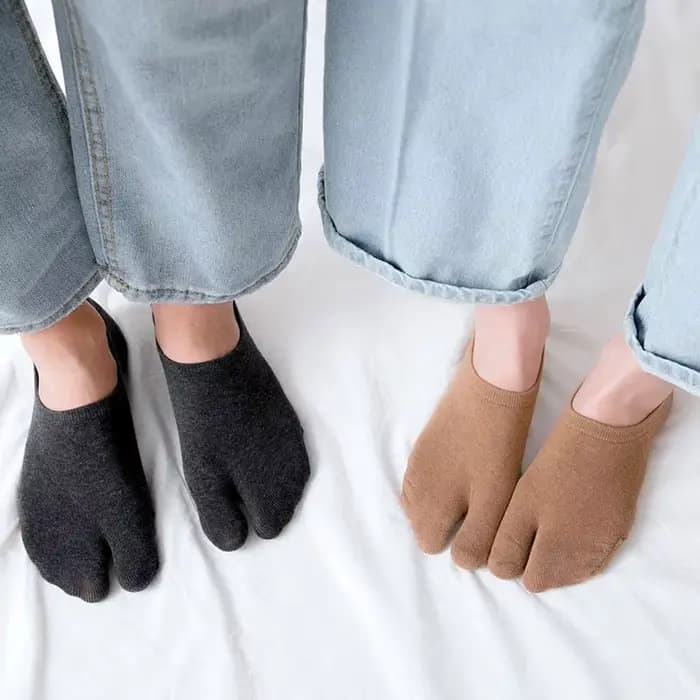 Couple Tabi chaussettes pour femmes hommes deux doigts coton peigné bateau