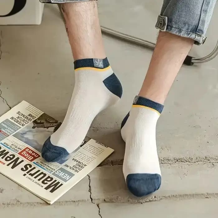 5/10/20 paires unisexe couleur bloc côté étiquette bateau chaussettes doux confortable respirant anti-odeur sport Style