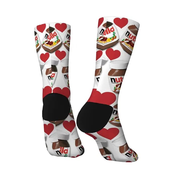 Nutella chocolat confiture heureux hommes chaussettes conception folle Harajuku nouveauté drôle tendance