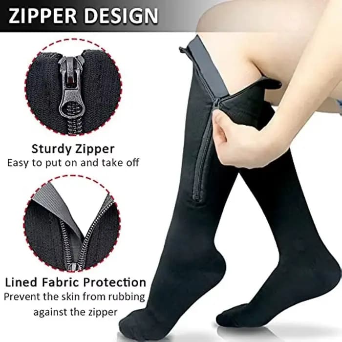 1 paire de chaussettes de Compression à fermeture éclair pour femmes et hommes