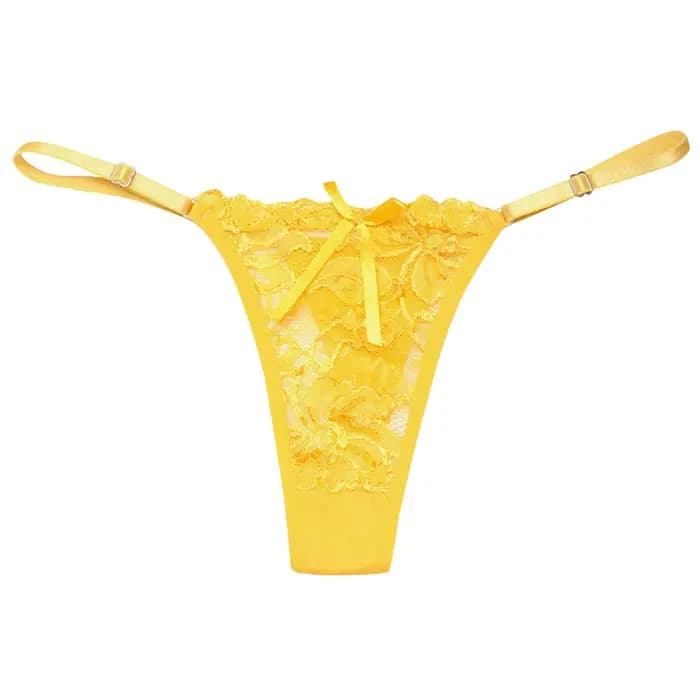 Dames dentelle Sexy culottes brodé pansement sous-vêtements femmes Transparent respirant tongs nœud papillon