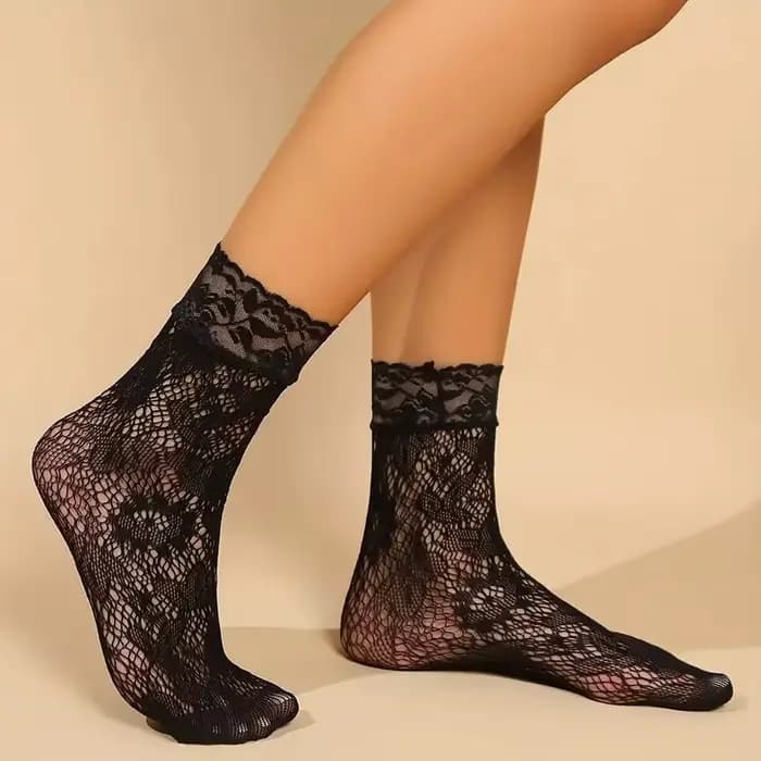 5 paires dentelle femmes maille chaussettes été élastique Transparent cheville