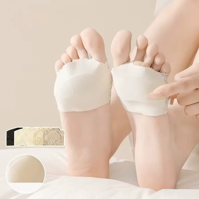 1 Paire de coussinets d'avant-pied en silicone respirant antidérapant pour talons hauts, avec motif floral en dentelle, pour femme, été