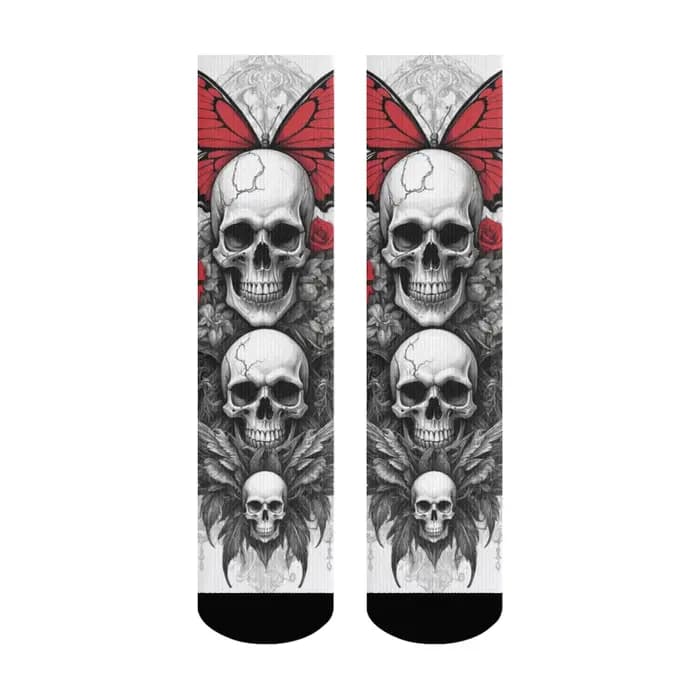 Chaussettes pour hommes avec illustration de crâne gothique sombre, chaussettes de sport amusantes, élastiques, respirantes, antidérapantes, décontractées, cadeaux de fête