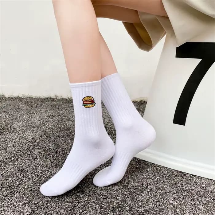 Chaussettes épaisses Hipster décontractées avec motif Hamburger Pizza