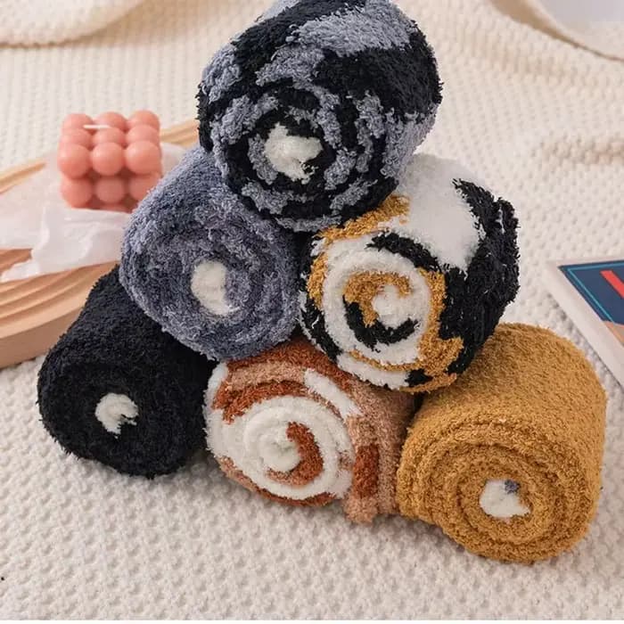 Patte de chat hiver chaussettes femmes longue rayure mignon sol sommeil épais filles dessin animé animaux doigts chaud