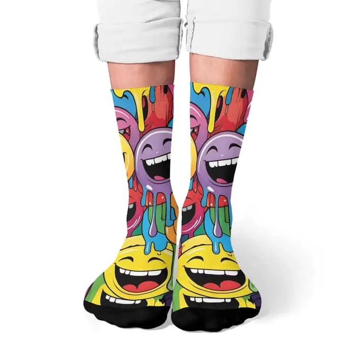 Chaussettes pour hommes avec Graffiti souriant heureux