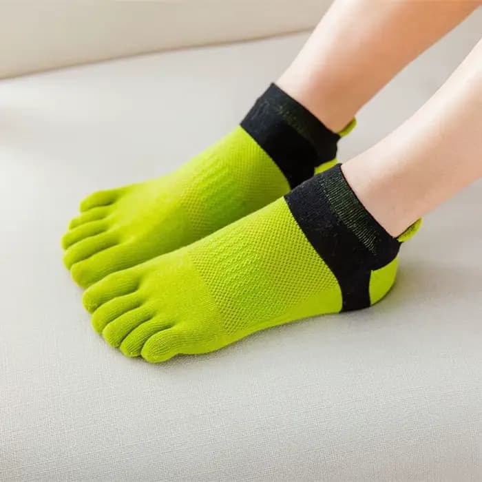 Chaussettes de sport respirantes en coton à cinq doigts pour femmes