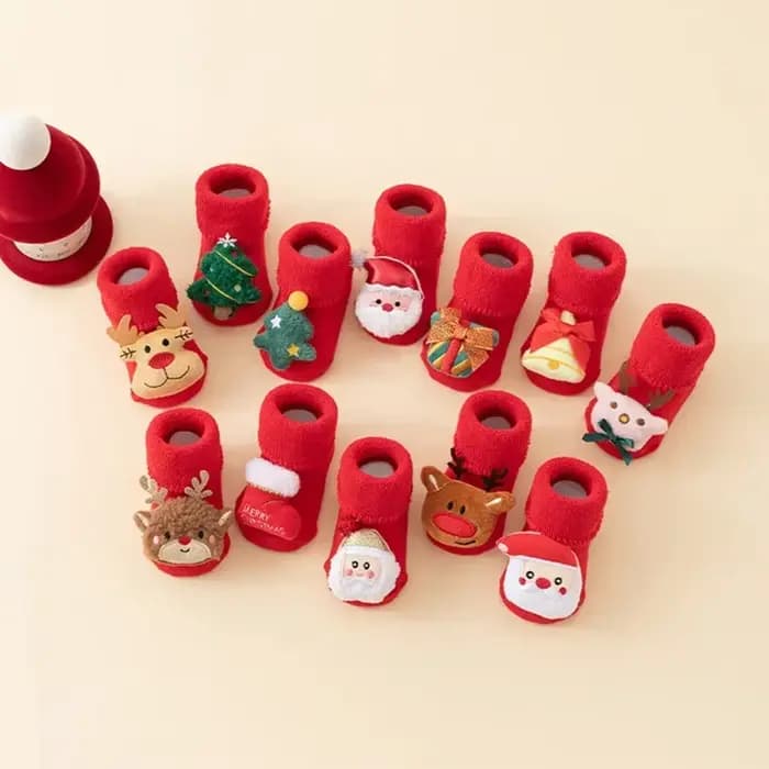 1 paire nouveau-né coton hiver bébé filles garçons enfants chaussettes antidérapantes infantile noël père noël pantoufles chaudes enfants chaussette