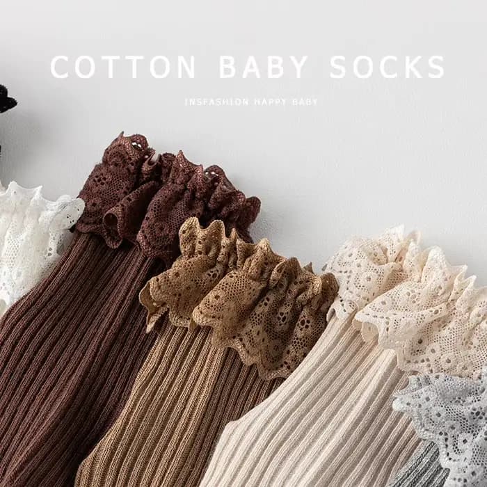 Chaussettes en coton peigné pour bébé fille de 0 à 12 mois