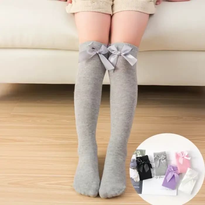 Fille chaussettes longue chaussette sur genou haut arc bébé hiver filles enfant en bas âge chaussures