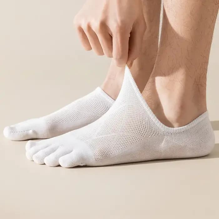 5 paires de chaussettes antidérapantes pour hommes, avec doigts séparés, pantoufles invisibles, chaussettes à cinq doigts, sport, maille d'été