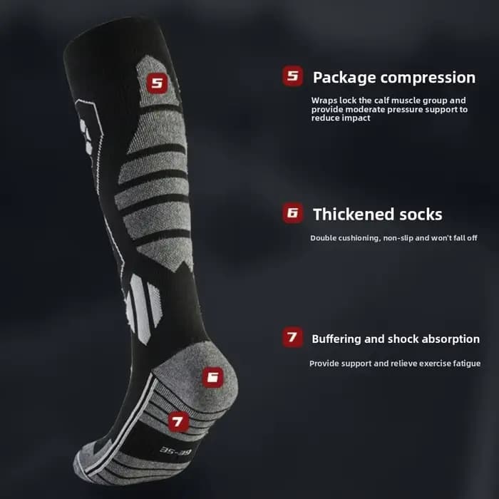 Nouvelles chaussettes de ski épaisses antidérapantes respirantes, chaussettes hautes jusqu'au genou, chaussettes de compression thermique anti-humidité pour les sports d'hiver