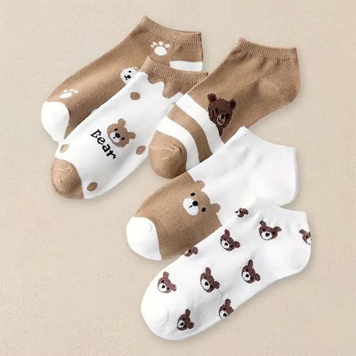 5 paires de chaussettes à motifs de dessin animé pour femmes