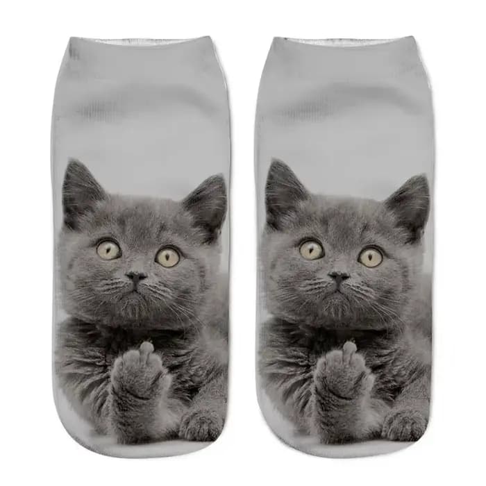 Chaussettes basses à motif de chat mignon pour femmes