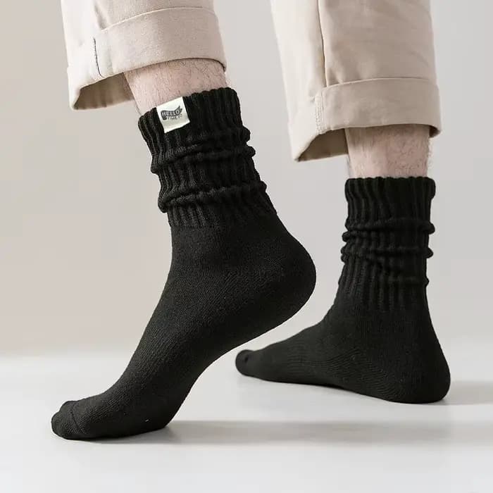 Chaussettes mi-tube en coton avec étiquette de gril pour hommes