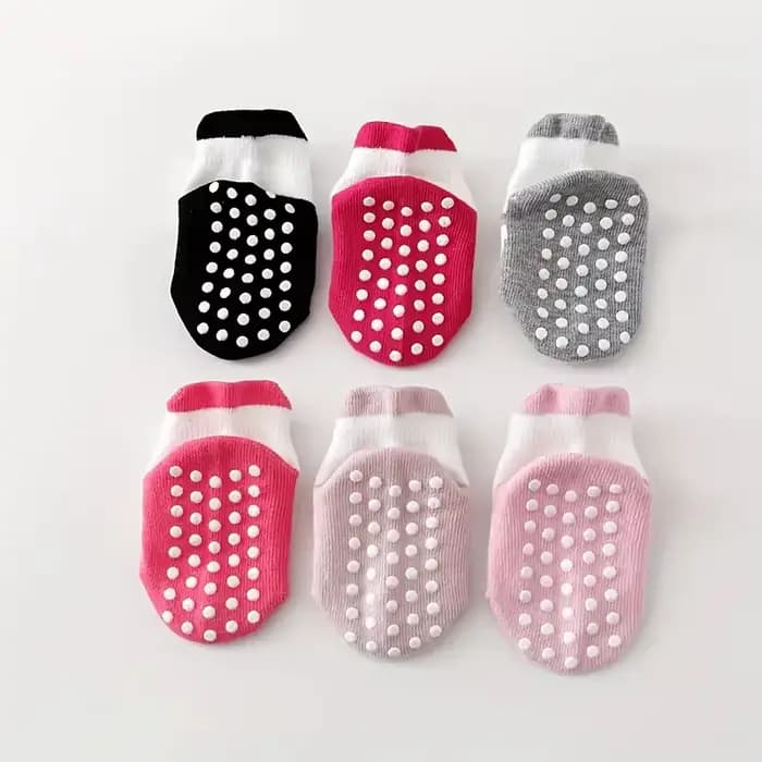 6 paires de chaussettes adhésives antidérapantes pour enfants